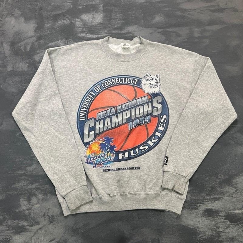 Vintage University Of Connecticut Sweatshirt Mens XL Gray 90s NCAA March Madness